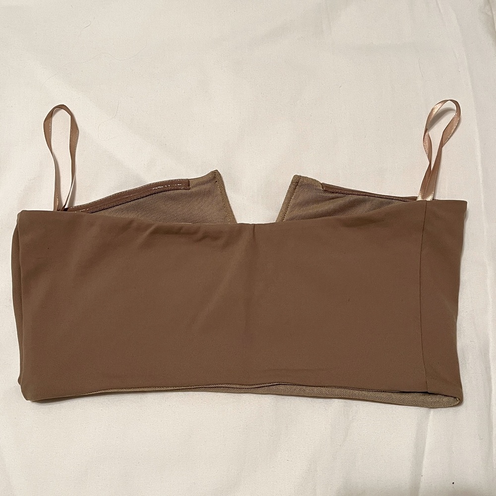 NWT Free People Intimately Brown V Cut Tube Top Crop Top Bandeau Small S Mesh - Picture 3 of 4